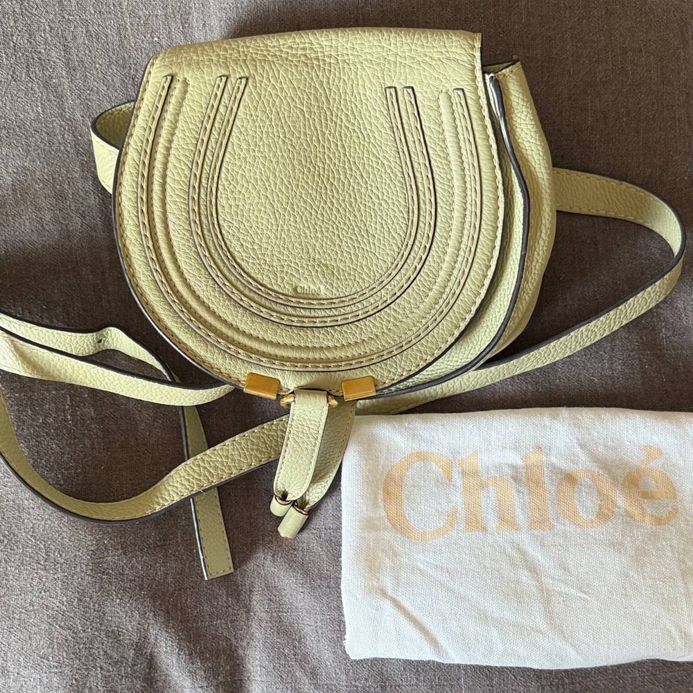 Chloe Marcie Mini Light Green Leather Crossbody Bag